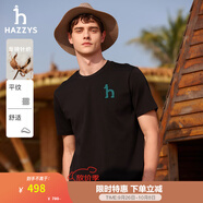 哈吉斯（HAZZYS）男裝 夏季休閑重磅大Logo寬松圓領(lǐng)短袖T恤男ASTZE0CBX70 黑色BK XL （180/100A 50）