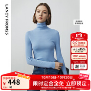 朗姿【王楚然同款】純羊毛高領(lǐng)針織衫秋冬內(nèi)搭打底上衣曠野美拉德 天藍色 S