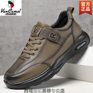 西域駱駝2026秋冬季新款男鞋真皮運動(dòng)休閑百搭皮鞋戶(hù)外輕便旅游鞋棉鞋 HG81655卡其單鞋 38