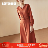 ROEYSHOUSE羅衣淑女連衣裙秋裝新款氣質(zhì)純色修身優(yōu)雅a擺長裙子00780 磚紅色 M