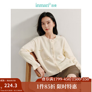 茵曼（INMAN）毛衣女蝴蝶結針織開(kāi)衫節荷葉袖氣質(zhì)外套 杏色 M