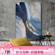 水競(jìng)?cè)霊粜P(guān)油畫手繪客廳背景墻裝飾畫簡(jiǎn)約抽象畫輕奢掛畫豎版定制畫 A款抽象大海 摩登黑(金屬框) 120*180(別墅/樣板房大氣之選）