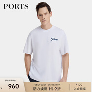 PORTS寶姿男裝夏季時(shí)尚休閑刺繡短袖圓領(lǐng)T恤 白色 L