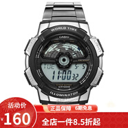 卡西歐（CASIO） 卡西歐(CASIO)運(yùn)動(dòng)手表 學(xué)生男表 戶外防水男表數(shù)顯表 黑盤鋼帶AE-1100WD-1A