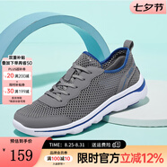 駱駝（CAMEL）夏季男鞋透氣薄款網(wǎng)面鞋男一腳蹬運(yùn)動鞋子休閑健步懶人鞋爸爸鞋 A122303670 深灰/寶藍(lán) 38