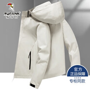 啄木鳥(niǎo)三合一沖鋒衣男春夏季新款運動(dòng)外套男防風(fēng)休閑夾克工裝戶(hù)外登山服 白色單衣【可拆卸帽】 XL （建議體重120-140斤）