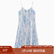 茵曼（INMAN）波西米亞吊帶油畫連衣裙女2025夏季新款度假裙子 藍(lán)色 XL
