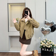 妹丫2025冬季新款加絨加厚寬松牛仔外套女時(shí)尚休閑個(gè)性百搭上衣百搭 卡其色 M