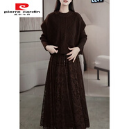 皮爾卡丹（pierre cardin）兩件套針織連衣裙女2025年秋冬新款媽媽今年流行套裝加厚毛衣裙子 咖色【倆件套】 M 【建議85-100斤左右】