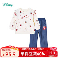 迪士尼寶寶（Disney Baby）童裝男童女童套裝潮酷米奇米妮衛衣套裝兒童外出服 杏色T1211 5歲/身高120cm