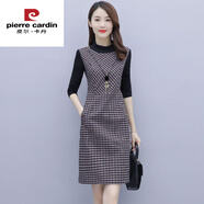 皮爾卡丹（pierre cardin）千鳥格子長袖連衣裙女2025新款春秋氣質(zhì)配大衣小個子中年媽媽洋氣 圖片色 今年流行的輕奢品牌 M (建議95-104斤)