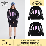 BOY LONDON【紫氣東來】潮牌衛(wèi)衣男女秋冬字母印花套頭衫 N03904 黑色 S