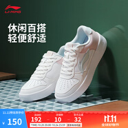 李寧板鞋女鞋百搭透氣小白鞋耐磨運(yùn)動(dòng)休閑鞋 【浮舟】云霧白/淺粉色420-4 40