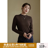 獨(dú)束大碼女裝【發(fā)熱防靜電】百搭打底衫女顯瘦秋冬新款胖mm針織衫 棕咖色 2XL
