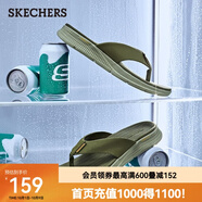 斯凱奇（Skechers）夏季沙灘鞋子男鞋耐磨減震舒適拖鞋休閑人字拖鞋防滑涼鞋 橄欖綠/OLV 41