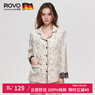 ROVO純棉孕婦春秋月子服睡衣產(chǎn)后哺乳100%純棉開(kāi)衫套裝喂奶專(zhuān)用居家服 水墨畫(huà) M（適合于95-120斤）