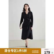 獨(dú)束大碼女裝高腰顯瘦襯衫連衣裙春裝新品通勤百搭氣質(zhì)設(shè)計(jì)感長(zhǎng)裙 烏梅黑 L (尺碼：2)