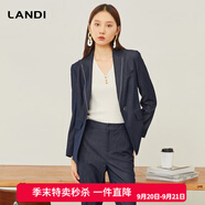 藍(lán)地（LANDI）一?？鄯屡Ｗ形鞣L(zhǎng)袖上衣西裝秋季新款通勤氣質(zhì)外套 藏青色 S