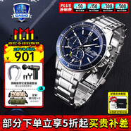卡西歐（CASIO）男表商務(wù)休閑簡(jiǎn)約指針防水鋼帶表男士手表送男友禮物 EFS-S510D-2AVUPR太陽能