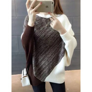 民族風(fēng)蝙蝠衫毛衣女秋冬季2025新款寬松圓領(lǐng)針織衫百搭長(cháng)袖打底衫 棕色 均碼 建議95-135斤