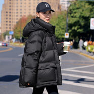 薇之衣2025年冬季新款連帽羽絨服女款大碼寬松加厚羽絨服女東北零下40度 黑色 S  建議110-140斤