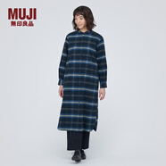 無(wú)印良品 MUJI 女式 法蘭絨 立領(lǐng)連衣裙  外套 秋冬穿搭 BC2F9C3A 藏青色格紋 M 160/84A