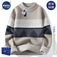 NASALIKE官方水貂絨毛衣男女秋冬季漸變小熊針織衫青少年圓領(lǐng)線衣保暖上衣 N17卡其色 M (155-162cm 80-100斤)