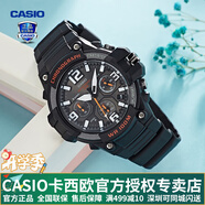 卡西歐（CASIO） 男表女表卡西歐手表男女情侶表學生時尚運動表太陽能雙顯電子表 MCW-100H-1AVDF暗夜黑橘