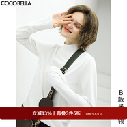 COCOBELLA細膩baby觸感肌底衣長袖T恤女25秋白色休閑打底衫TE909 B款半高領 L