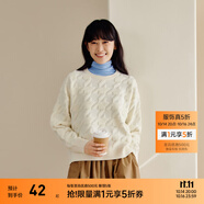 森馬毛衣女冬寬松時(shí)尚氣質(zhì)圓領(lǐng)針織衫優(yōu)雅千鳥(niǎo)格套頭衫女裝內(nèi)搭 白色調(diào)00311 L