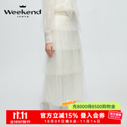 卓雅周末（JORYA weekend）2024春新款仙氣繡花蕾絲網(wǎng)紗高腰A字蛋糕半身裙EJWEAN02 香檳色 S