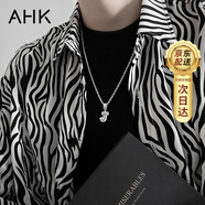 AHK26字母鈦鋼項鏈男女士百搭潮流情侶吊墜紀念日生日禮物送男女朋友 潮流滿(mǎn)鉆項鏈 【J】+品牌禮盒