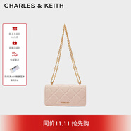 CHARLES&KEITH質(zhì)感菱格鏈條小方錢包女包包女包生日禮物CK6-10680924 Light Pink淺粉色 XS