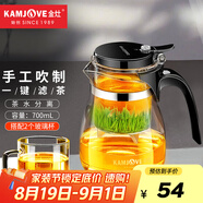 金灶（KAMJOVE）玻璃茶壺飄逸杯 泡茶壺茶道杯 花茶壺紅茶泡茶器茶水分離杯TP-757 搭配玻璃杯2個