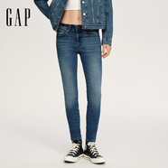 GAP女裝2025春季新款水洗中腰高彈柔軟修身牛仔褲長(cháng)褲美版713428 深色水洗 28 (160/68A)亞洲碼/26美碼