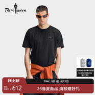 比音勒芬2025夏季新款透氣圓領(lǐng)防曬短袖T恤休閑簡(jiǎn)約親膚男士上衣日常通勤 07黑色 2XL （115）