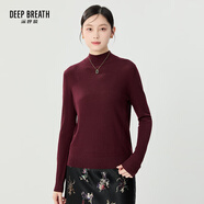 深呼吸DEEP BREATH女裝可機(jī)洗純羊毛打底針織衫女A300962 酒紅 3XL (7)