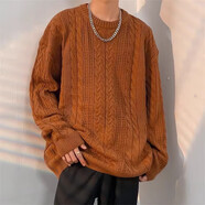 semir森馬旗下長(zhǎng)袖毛衣男女款加厚寬松圓領(lǐng)線衣內(nèi)搭秋冬季針織衫 棕色 2XL