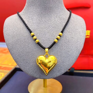 尋森黃金足金999亮面可愛(ài)精致桃心心形5G無(wú)氫女士項鏈吊墜禮物情侶 黃金愛(ài)心吊墜轉運珠編織約4克