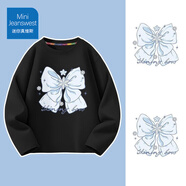 迷你真維斯 MINI JEANSWEST迷你真維斯兒童長(cháng)袖t恤2025新款女孩秋季純棉打底衫女童圓領(lǐng)內搭 【純棉長(cháng)袖】黑色閃亮 120