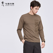 與狼共舞（DANCING WOLVES）刺繡長(zhǎng)袖T恤男2025秋季新款休閑 棕色306 S 165_84A_