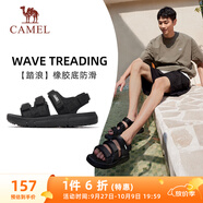 駱駝（CAMEL）魔術(shù)貼撞色沙灘涼鞋男運動(dòng)休閑鞋子 X14B16L2027 黑色 42