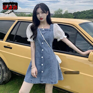 薇衣設春秋夏季百搭牛仔連衣裙2025流行新款女裝夏天氣質(zhì)修身小個(gè)子減齡 藍色 XL ：115-130斤