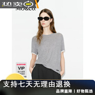 MO＆Co.editionMO&Co.【C+系列】短袖T恤彈力天絲假兩件疊穿直身H型摩安珂 黑色 奶奶灰 XS155 均碼