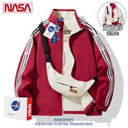 NASA RHUDE秋冬棒球服潮流男士雙面穿衣服男秋季外套男裝情侶裝休閑夾克男 酒紅色 (送挎包) 3XL (188-208斤)