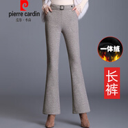 皮爾卡丹（pierre cardin）秋冬女式加厚仿羊毛短靴褲新高腰修身造型及矮個(gè)子女式寬松喇叭褲 6902 卡其色  長(zhǎng)褲 加絨 S 90斤左右
