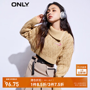ONLY休閑氣質(zhì)短款翻領(lǐng)落肩長(cháng)袖針織衫女|123124061 C13 玉米稈CORNSTALK M (165) 84A