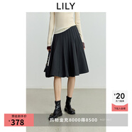 LILY2025秋新款女裝格雷系學(xué)院風(fēng)高腰通勤百褶裙A字半身裙小個(gè)子 509深灰 M