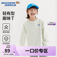 Skechers斯凱奇秋季大童休閑童裝女大童衛衣男童運動(dòng)圓領(lǐng)長(cháng)袖上衣L322K046
