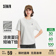 森馬（Semir）【多彩涼感T】短袖t恤女夏中長款寬松舒適刺繡上衣109324100007